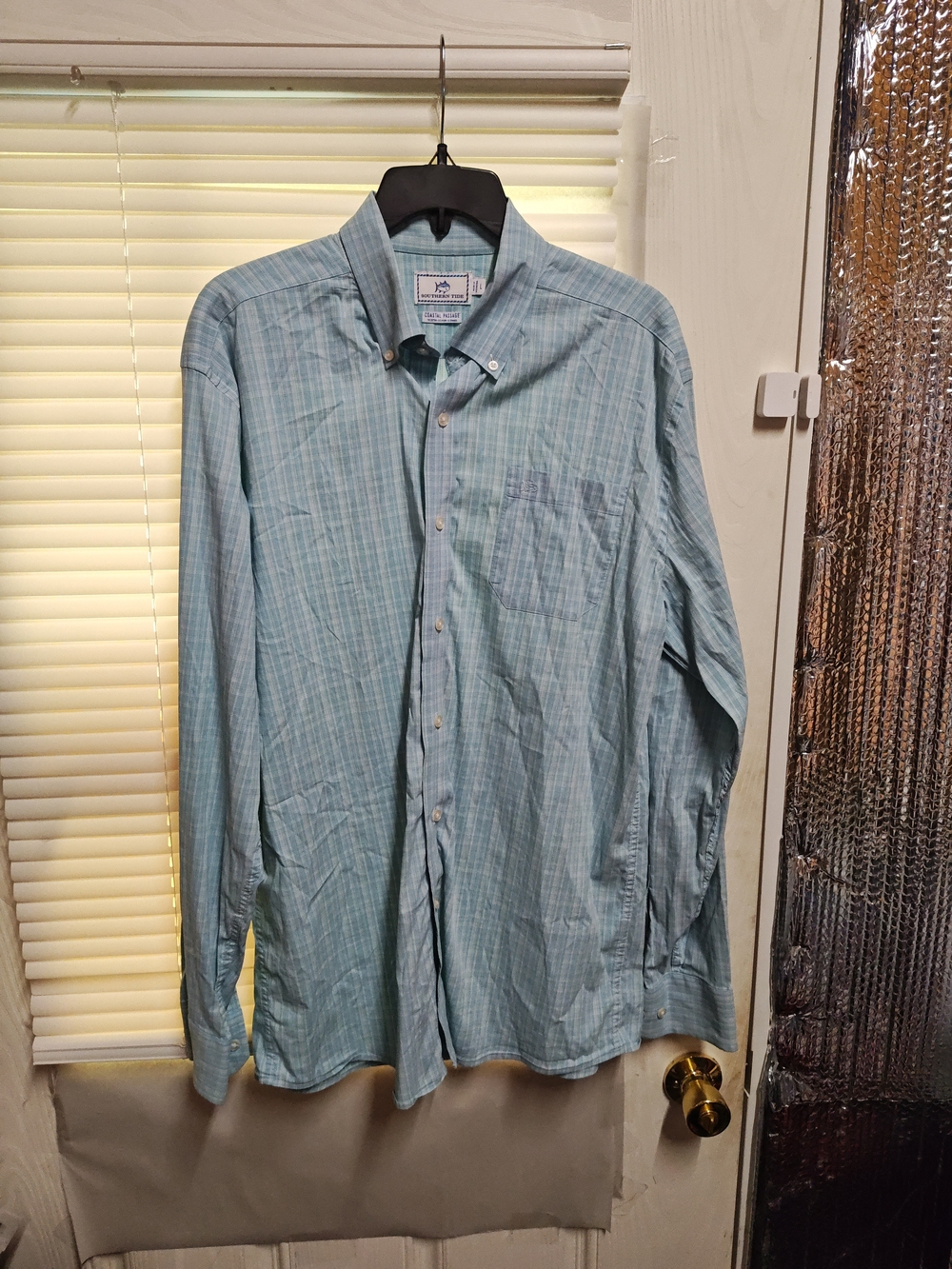 Southern Tide Light Blue Plaid Men's Coastal Passage Button-Up Shirt